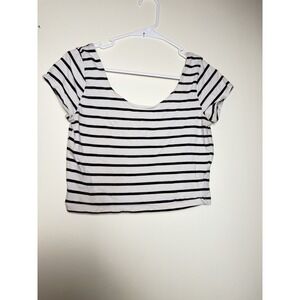 Y2K Vintage Charlotte Russe Striped Baby Tee Scoop Neck Top Size L